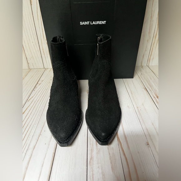 Saint Laurent Lukas 40 Wool Suede Chelsea Boots Black sz 35 / 5 - Picture 7 of 13